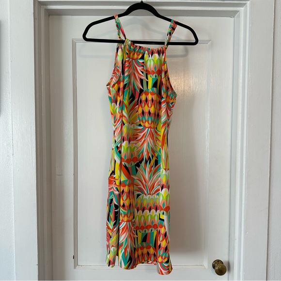 Crown and Ivy Dress Womens S Orange Yellow Sleeveless Pineapple Summer Spring - Picture 1 of 8